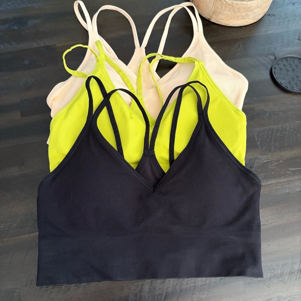DSG Strappy Bralette Trio - Black, Yellow, Peach